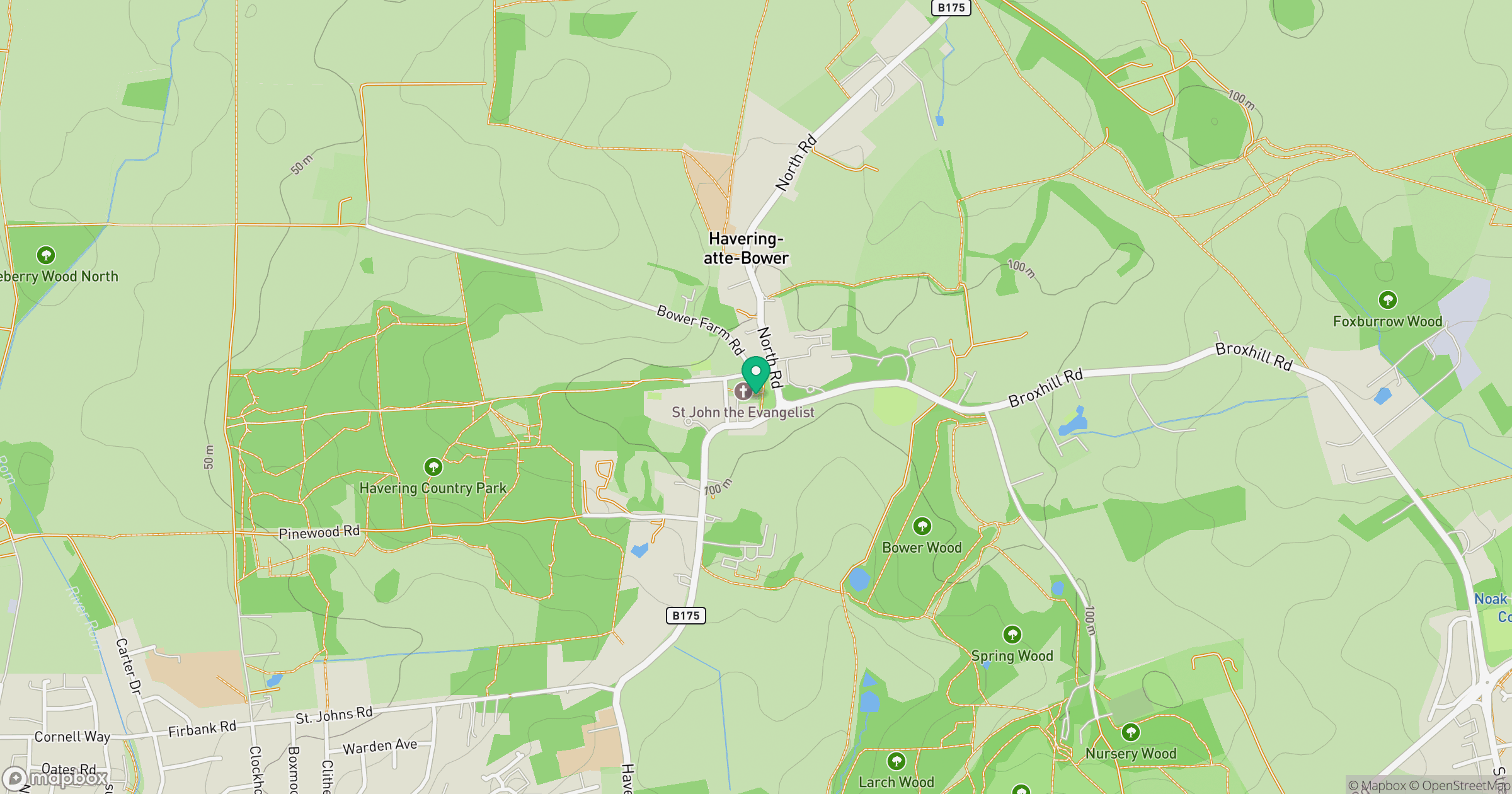 Havering Atte Bower church location map