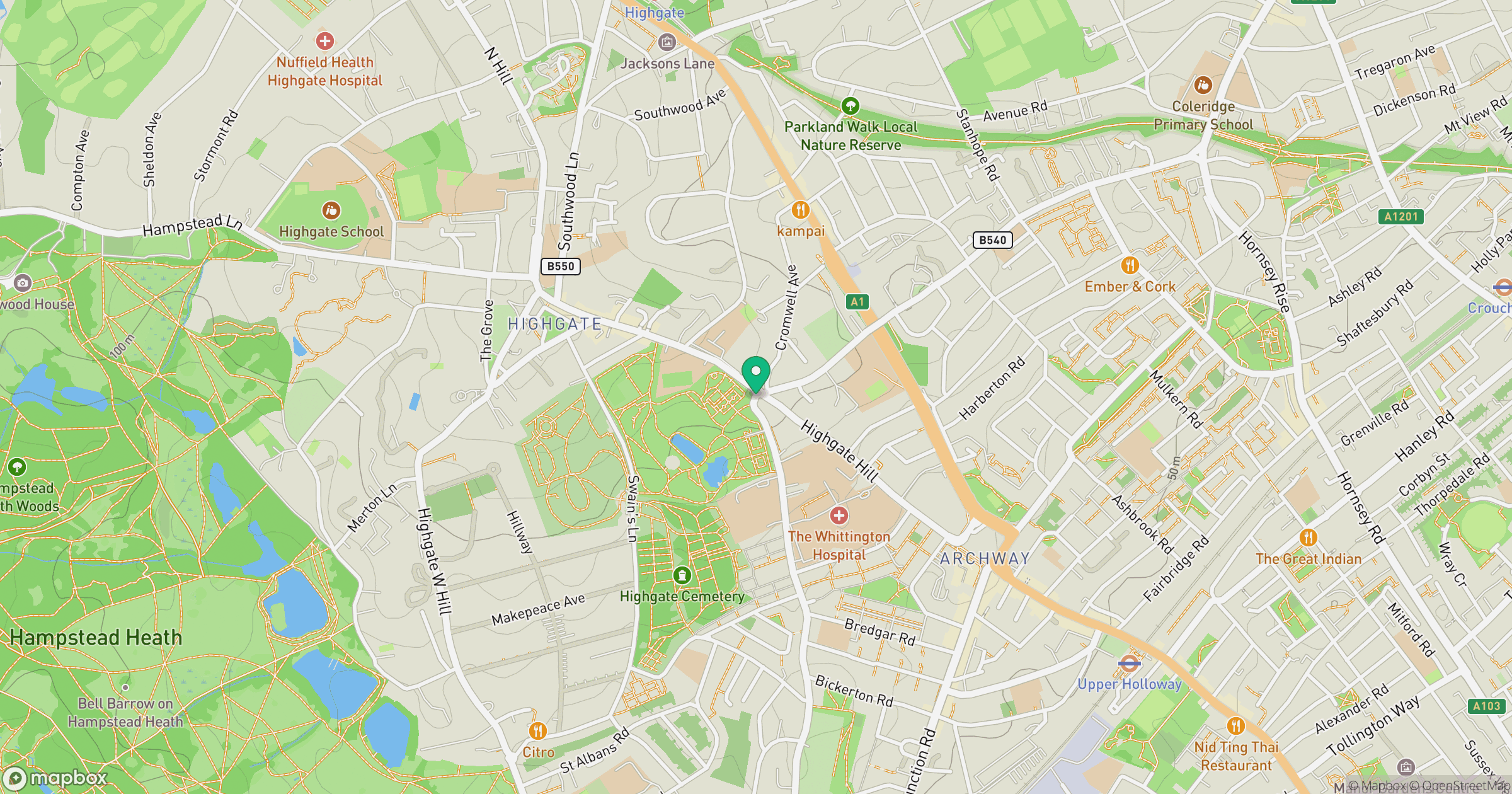 Highgate Hill location map