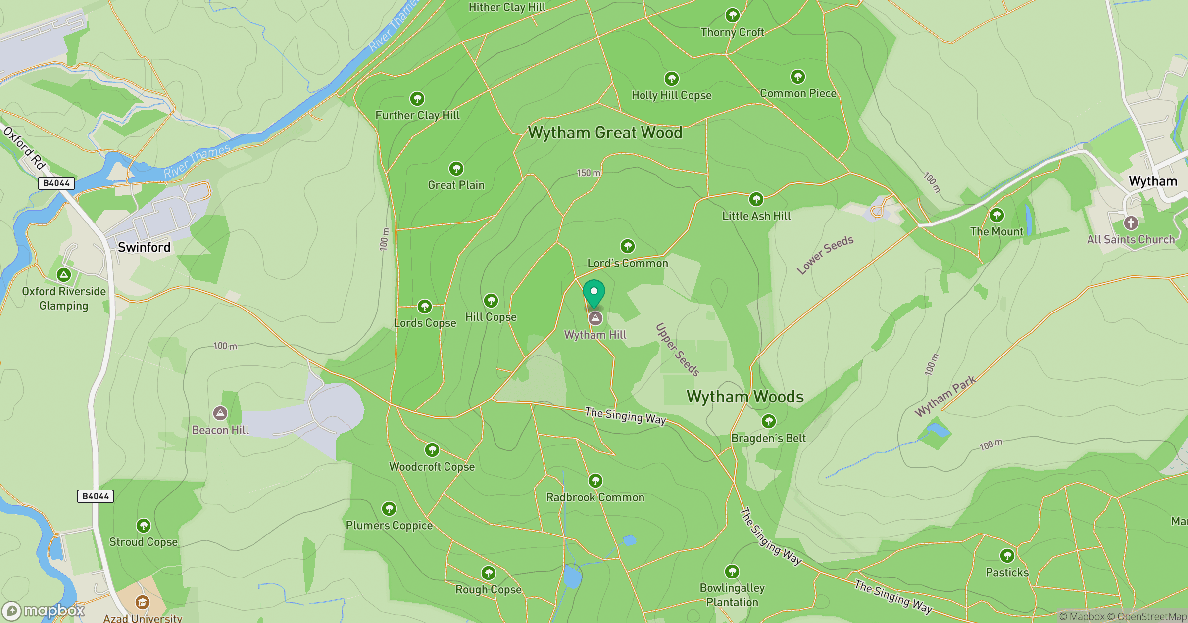 Wytham Hill location map
