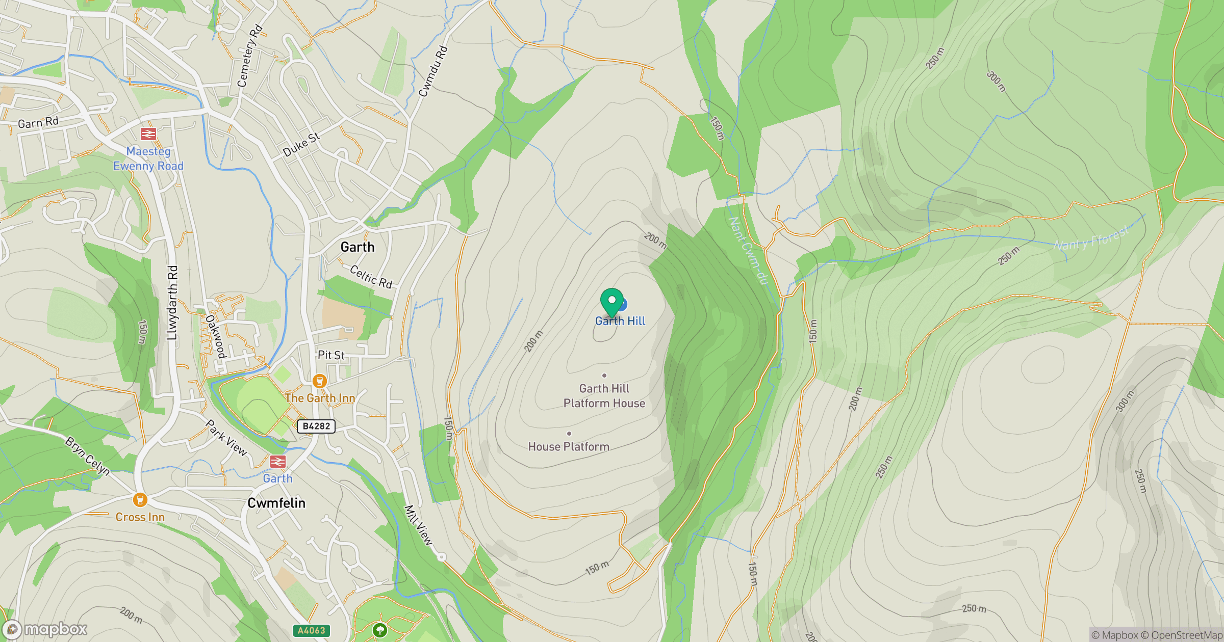 Garth Hill location map
