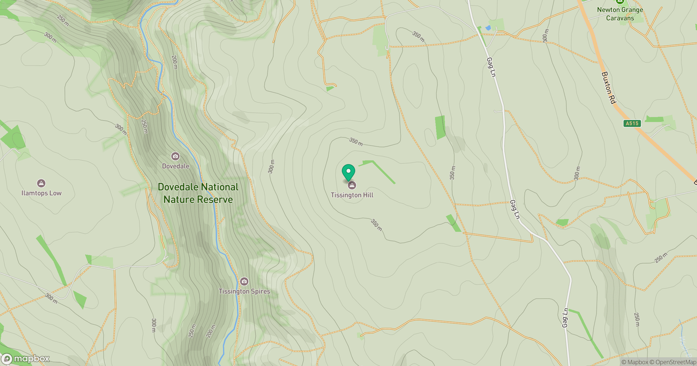 Tissington Hill [Reynard's Cave Hill] location map