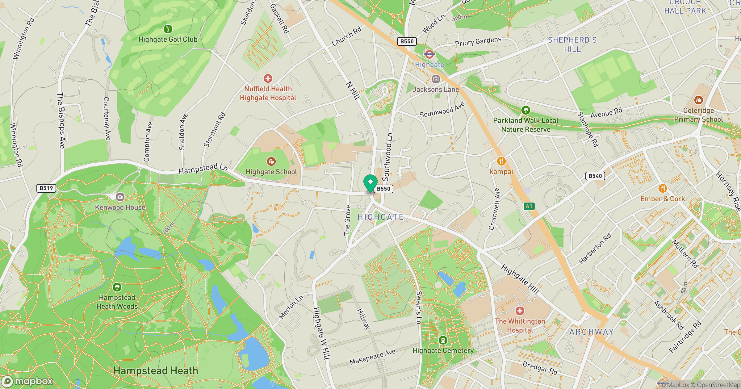 Highgate location map